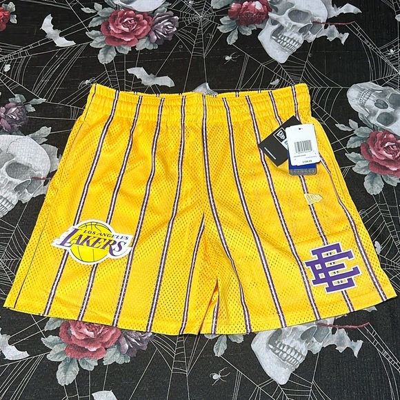 NWT 2022 ERIC EMANUEL EE x NEW ERA x LOS ANGELES LAKERS BASIC SHORTS SZ MENS XL